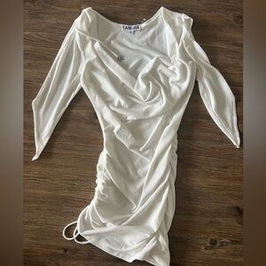 I.AM.GIA White Ruched Butterfly Mini Dress